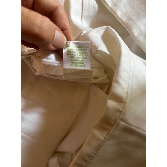 Lilly Pulitzer Wide Leg White Pants Cotton 6 30” Inseam Side Zip Back Pockets - Picture 5 of 9